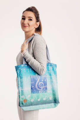 Torba na ramię z materiału chustowego, (100% bawełna) - SYMFONIA ZORZA POLARNA - uniwersalny rozmiar 37cmx37cm
