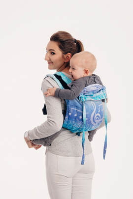 Nosidło Klamrowe ONBUHIMO z tkaniny żakardowej (100% bawełna), rozmiar Standard - SYMFONIA ZORZA POLARNA