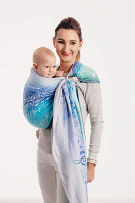 Chusta kółkowa, splot żakardowy, (100% bawełna) - SYMFONIA - ZORZA POLARNA - standard 1.8m