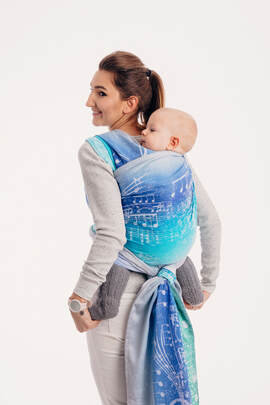 Żakardowa chusta do noszenia dzieci, bawełna - SYMFONIA ZORZA POLARNA  - rozmiar XS