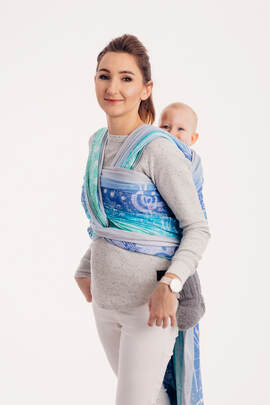 Żakardowa chusta do noszenia dzieci, bawełna - SYMFONIA ZORZA POLARNA  - rozmiar L (drugi gatunek)