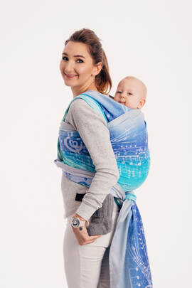 Żakardowa chusta do noszenia dzieci, bawełna - SYMFONIA ZORZA POLARNA  - rozmiar M (drugi gatunek)