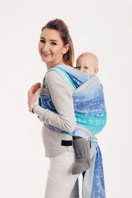 Żakardowa chusta do noszenia dzieci, bawełna - SYMFONIA ZORZA POLARNA  - rozmiar S (drugi gatunek)