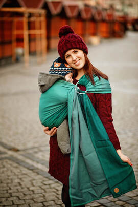 RingSling, Jacquardwebung (100% Baumwolle) - LITTLE HERRINGBONE SALSA - standard 1.8m