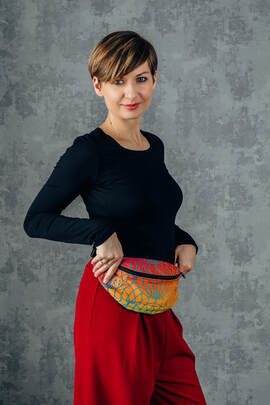 Riñonera hecha de tejido de fular (100% algodón) - RAINBOW LOTUS 