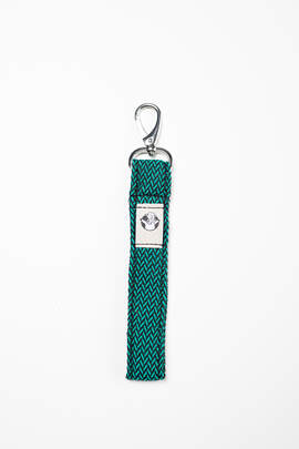 Lanyard, made of wrap fabric, short - EMERALD