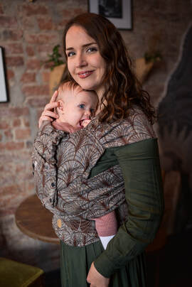 LennyHybrid Half Buckle Carrier, Standard Size, jacquard weave 61% cotton, 39% tussah silk - DECO - RETRO STATE OF MIND