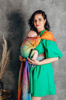 LennyHybrid Half Buckle Carrier, Standard Size, jacquard weave 100% cotton - RAINBOW WILD SOUL