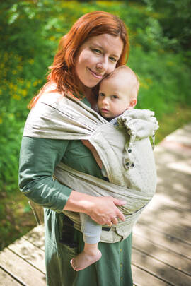 LennyHybrid Half Buckle Carrier, Standard Size, jacquard weave 100% linen - ENCHANTED NOOK - WILD NATURE