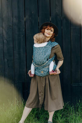 LennyHybrid Half Buckle Carrier, Standard Size, jacquard weave 100% linen - ENCHANTED NOOK - DAYFLOWER
