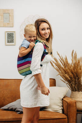 Lenny Buckle Onbuhimo baby carrier, preschool size, broken-twill weave (100% cotton) - CAROUSEL OF COLORS