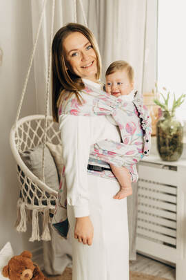 LennyHybrid Half Buckle Carrier, Standard Size, jacquard weave 100% cotton - MAGNOLIA