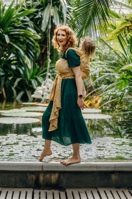 Tragetuch, Jacquardwebung (100% Bambus Viskose) - WILD SOUL - AURUM - Größe L