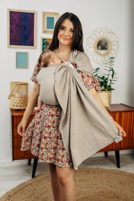 Ring Sling, Broken twill Weave (100% cotton), with gathered shoulder - PEANUT BUTTER - standard 1.8m