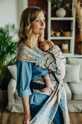LennyHybrid Half Buckle Carrier, Standard Size, jacquard weave 100% cotton - PETALS - RESTFUL